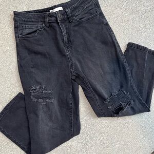 SO Charcoal High Rise Distressed Jeans